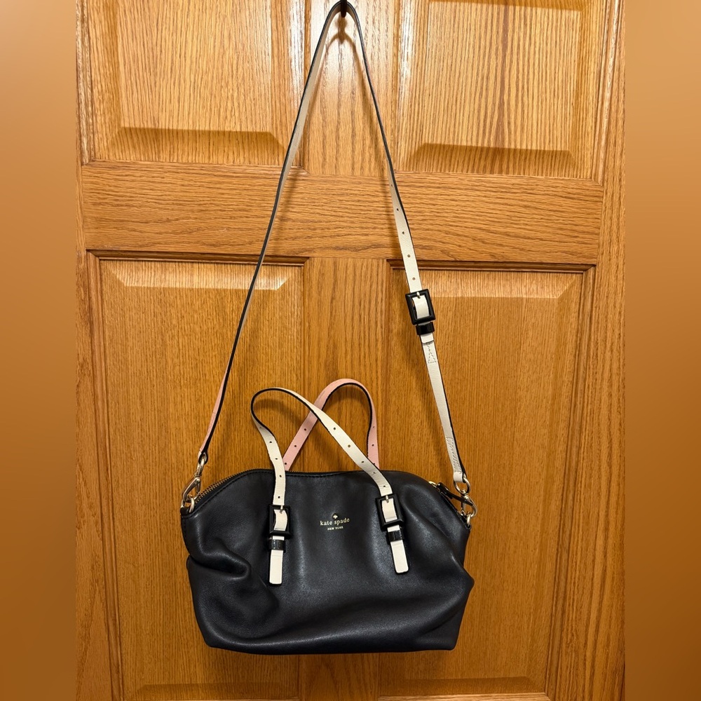 Kate Spade Handbag Black with white and pink straps